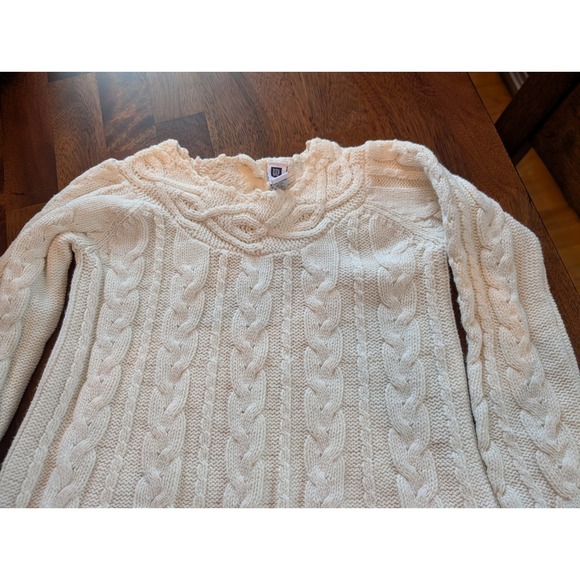 Baby Gap Toddler Size 4T LS Ivory Cable Knit Sweater Dress Girls Cotton Acrylic - Picture 2 of 6